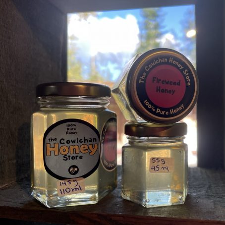 Local Fireweed Honey from Cowichan hexagon jars